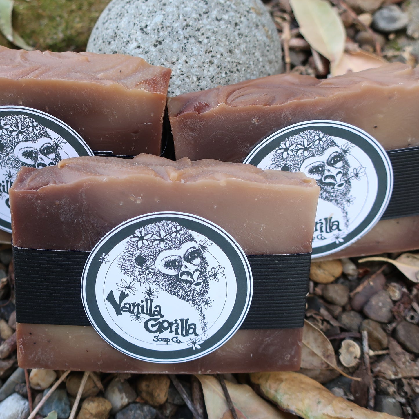 coconut/vanilla gorilla soap bars on natural background