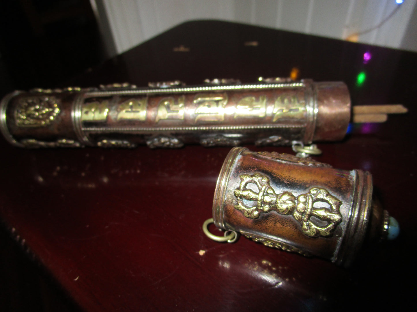 Incense Tube / Incense Holder~Copper 8 auspicious symbols - for 20cm stick incense