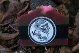 Bar of soap with Vanilla Gorilla branding on a leafy background