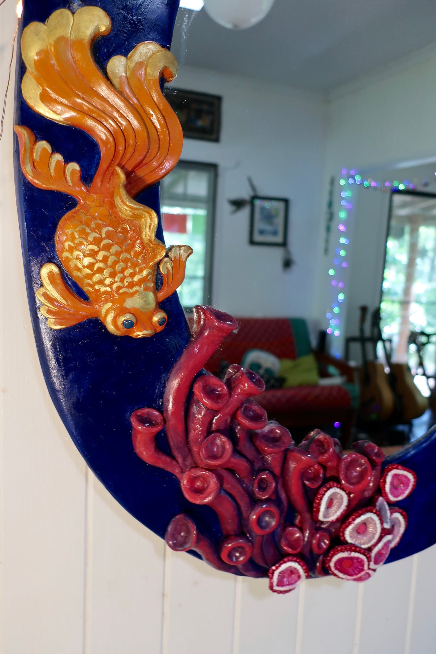 A Little Bit Fishy - Original Art - Hand Sculpted Mirror