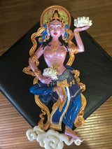 Goddess~offering~flowers~pink~gold~blue~3d~walldecor