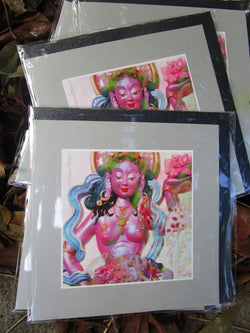goddess greeting card ~ Buddhist art print ~ pink leopard flower