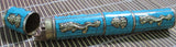 Turquoise inlay metal Incense Holder Tube - buddhist incense container , large size