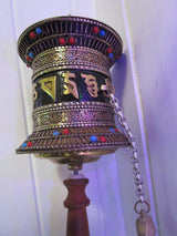 metal handcrafted prayer wheel ~ om mani padme hum ~