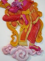 Tibetan Offering Goddess 3d wall art ~ "Free Floating" style (pink/red) - Eyescape Designs