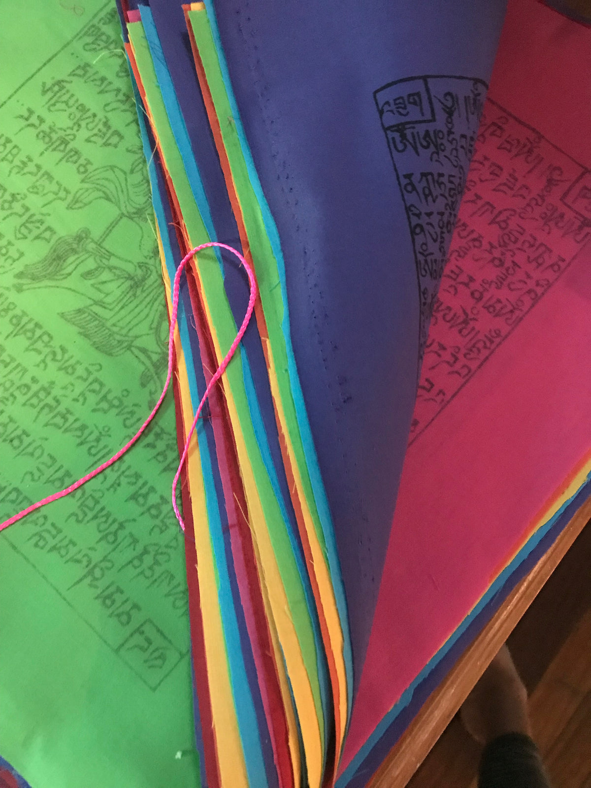 Rainbow Prayer flags printed in a pile