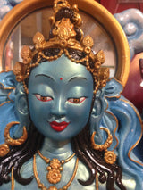 Buddhist Goddess - Blue Tibetan sculptured 3d wall art