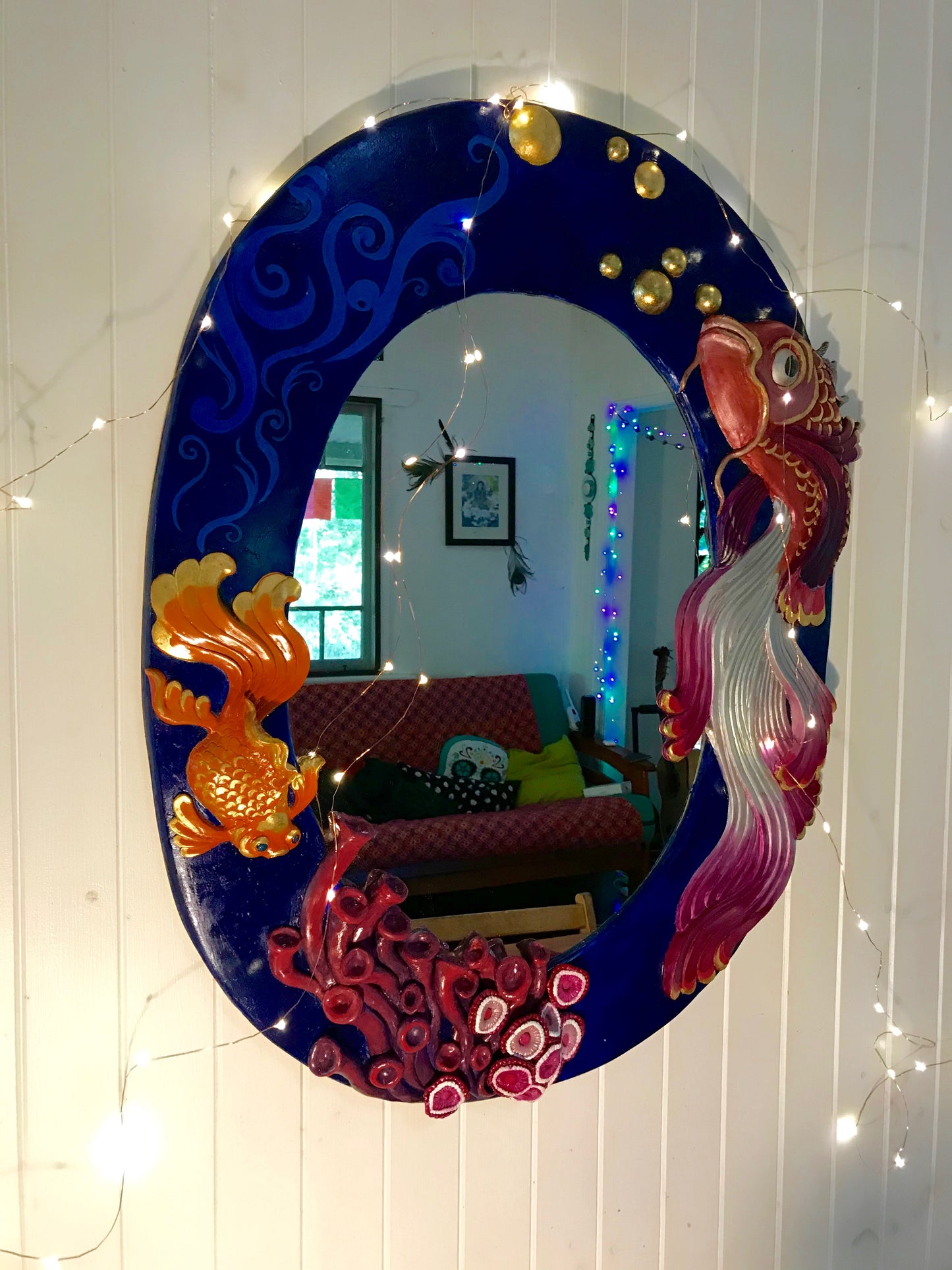 A Little Bit Fishy - Original Art - Hand Sculpted Mirror