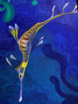 close up of male common weedy sea dragon oil painting