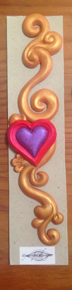 gold swirl ~ hot pink & purple love heart 3d fridge magnet