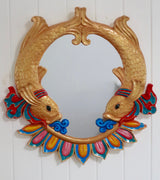 Auspicious Fishes Mirror ~ gold and rainbow