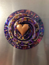 Fridge Magnet ~ Love heart Disco Swirl ~ gold/purp