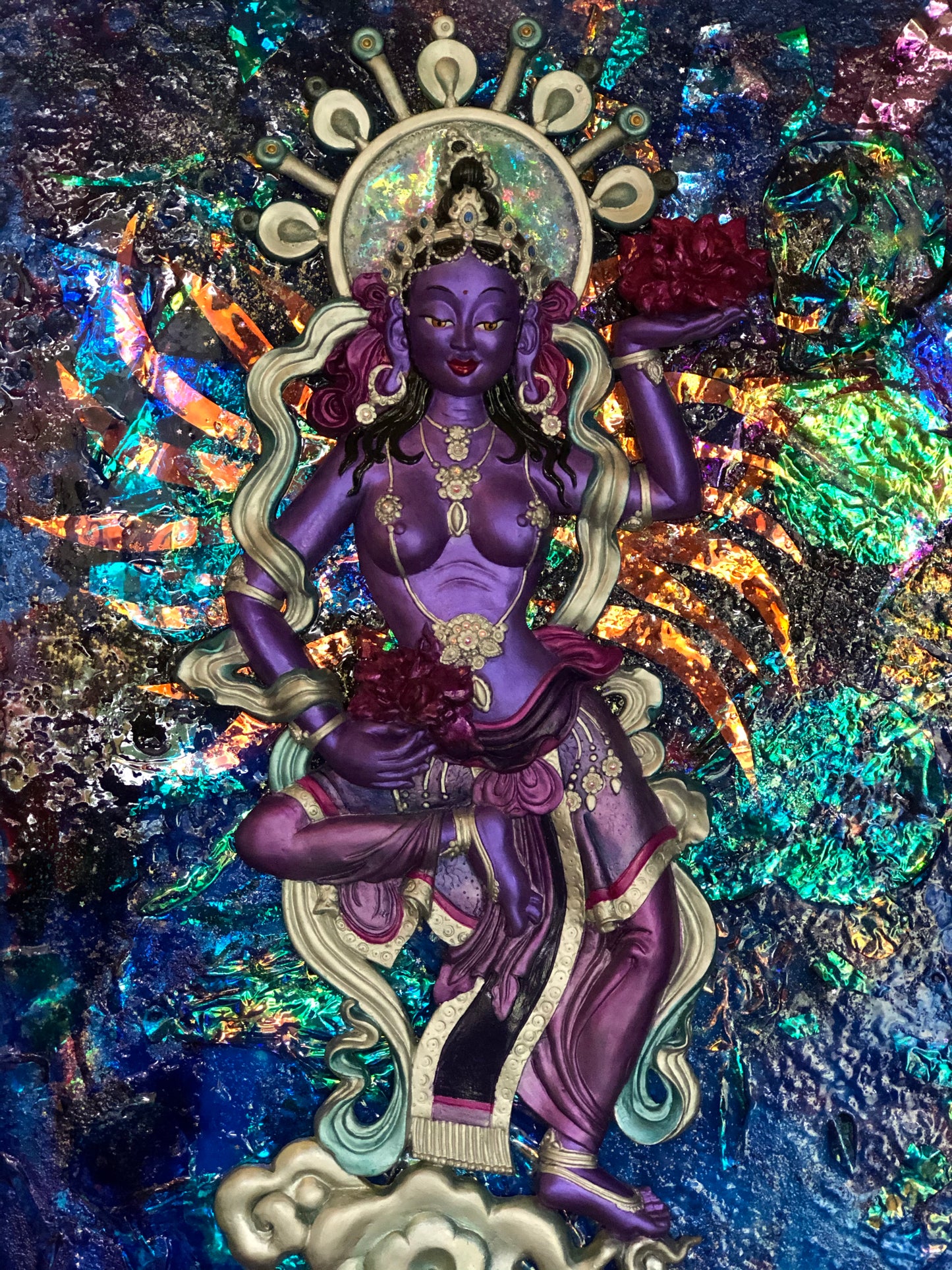 Galactic Aurora Goddess - original Art - multi media