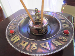 tibetan incense burner - copper - buddha - large