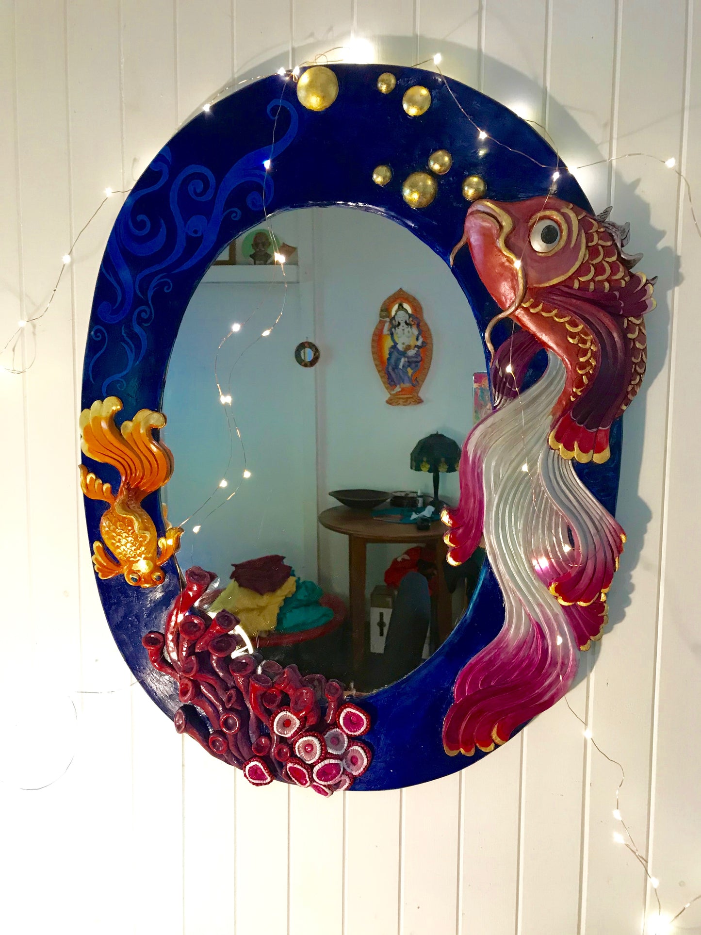 A Little Bit Fishy - Original Art - Hand Sculpted Mirror