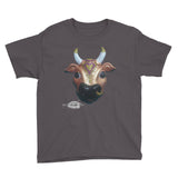 youth charcoal 100% cotton t-shirt ~ karma cow print