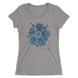 grey  ladies t-shirt ~ funky blue flower art print
