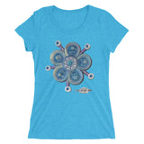 aqua ladies t-shirt ~ funky blue flower art print