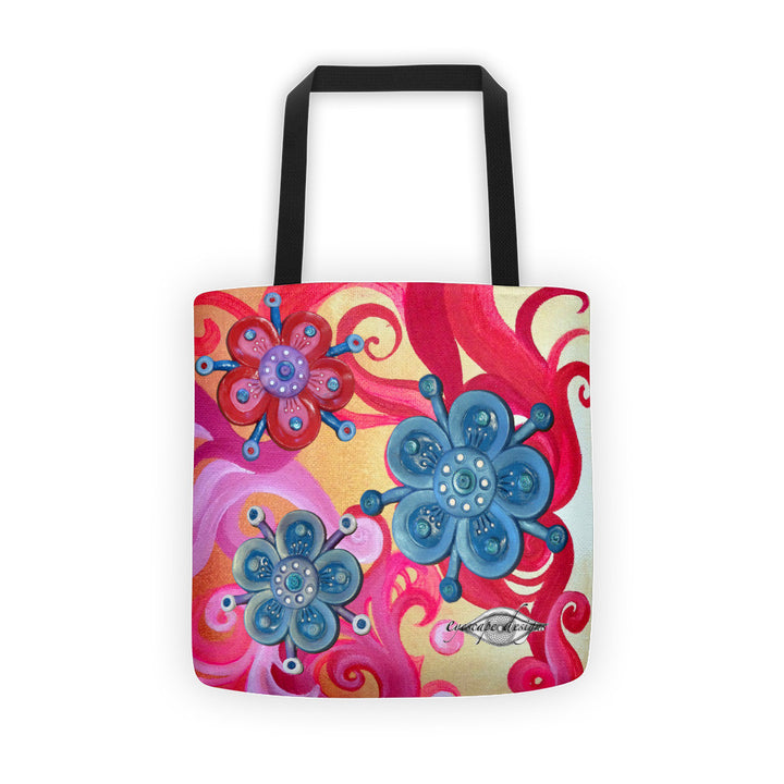 Tote bag swirly flowery art print