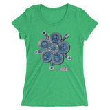 green ladies t-shirt ~ funky blue flower art print