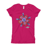 girls raspberry t-shirt with funky red flower print 
