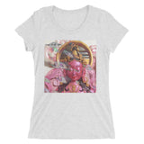 pink goddess art print ladies t-shirt ~ light grey
