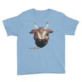youth light blue 100% cotton t-shirt ~ karma cow print