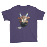 purple youth 100% cotton t-shirt ~ karma cow print