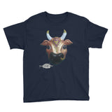 youth black 100% cotton t-shirt ~ karma cow print