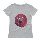 grey ladies scoop neck cotton t-shirt ~ red swirl karma cow art print 