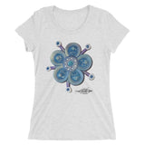 white fleck ladies t-shirt ~ funky blue flower art print