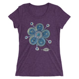 purple ladies t-shirt ~ funky blue flower art print