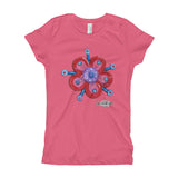 girls hot pink t-shirt with funky red flower print 