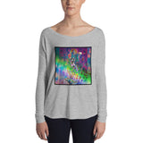 Ladies' Long Sleeve Flow Tee ~ Psychedelic Rainbow Goddess Design
