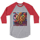 baseball raglan shirt w/ Art Print of endless knot ~ red & grey