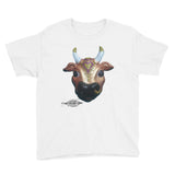 youth 100% white cotton t-shirt ~ karma cow print