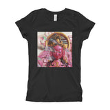 Girls shirt (youth)-black-goddess art print-pink buddhist design