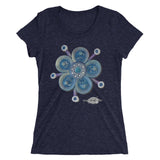 navy ladies t-shirt ~ funky blue flower art print