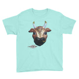 youth teal ice 100% cotton t-shirt ~ karma cow print