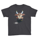 youth navy 100% cotton t-shirt ~ karma cow print