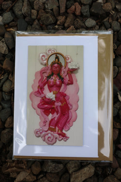 Pink Cloudland Goddess greeting card ~ magnet front ~ Buddhist design
