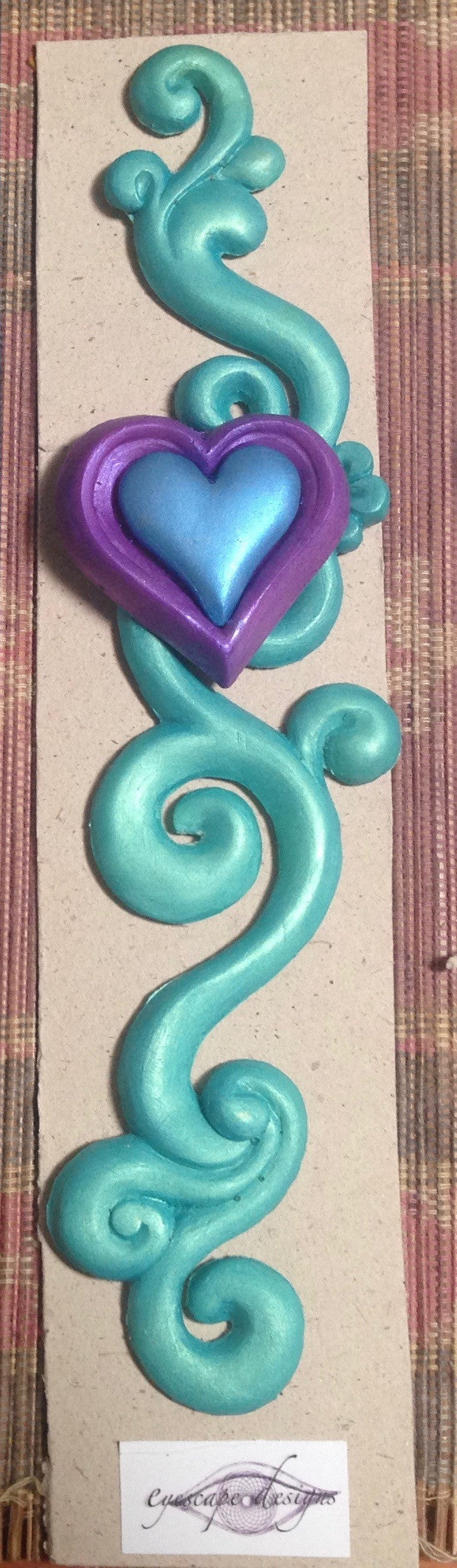 turquoise purple & blue love swirl fridge magnet